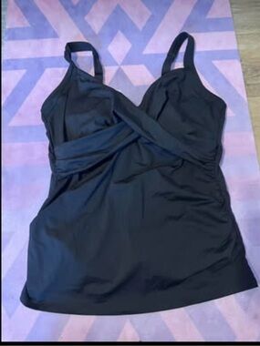 Lands' End Black Twist-Front Swim Camisole
